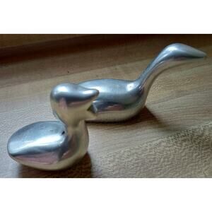 Hoselton Canada Set Duck & Goose. Aluminum Sculpture MCM Modernist.